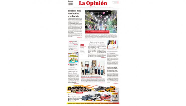 Portada La Opinión del 2 de diciembre de 2023