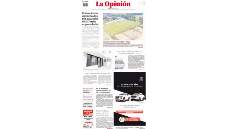 Portada del viernes, 12 de enero de 2024