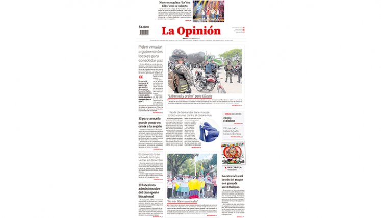 Portada del sábado, 13 de enero de 2024