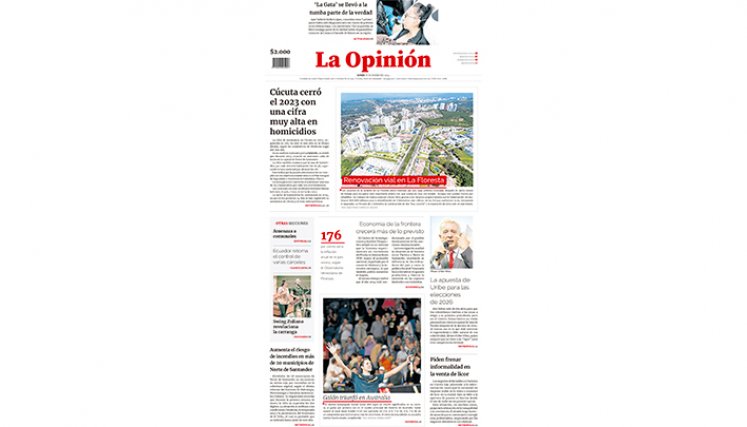 Portada del lunes, 15 de enero de 2024