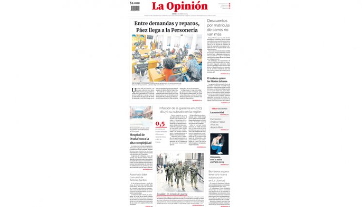 Portada del jueves, 11 de enero de 2024