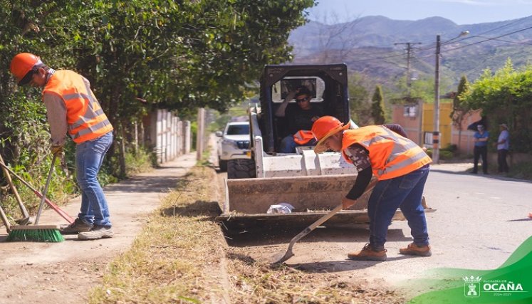 En la vía que conduce hacia la granja El Algodonal de la universidad Francisco de Paula Santander, se adelanta la limpieza peatonal./ Foto: Cortesía
