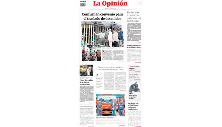 Portada jueves 15 de febrero de 2024