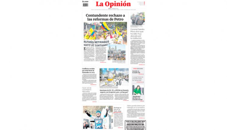 Portada del jueves 7 de marzo