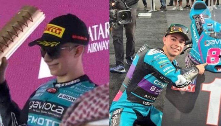 El piloto colombiano David Alonso se llevó la victoria en carrera de Moto 3 del GP de Catar