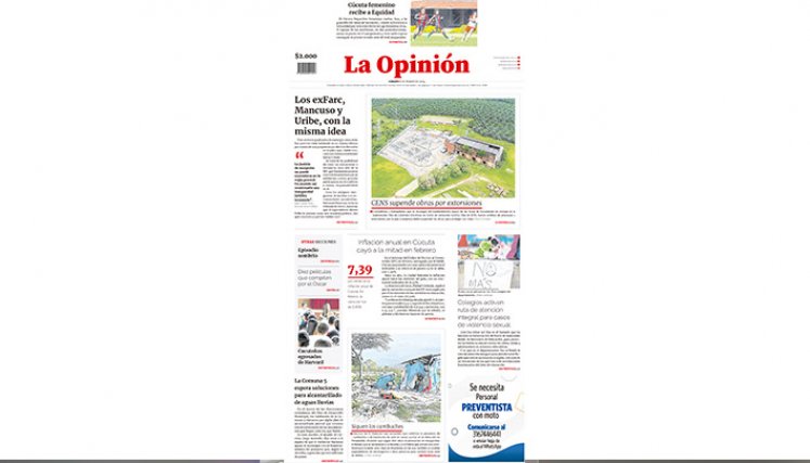 Portada del sábado, 9 de marzo de 2024