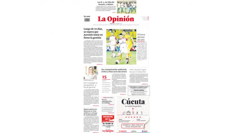 Portada del miércoles, 13 de marzo de 2024