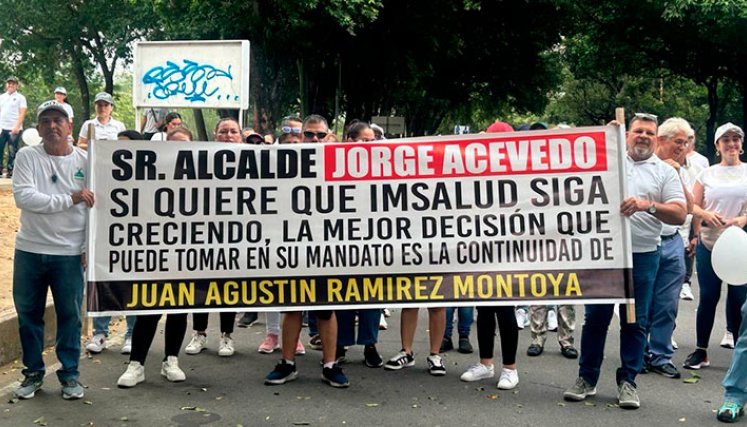 Los empledos de Imsalud hicieron un llamado al alcalde Jorge Acevedo. / Foto: Cortesía