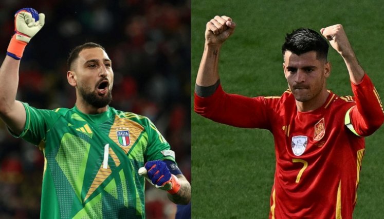 Gianluigi Donnarumma, arquero de Italia y Álvaro Morata, delantero de España librarán un gran duelo. 