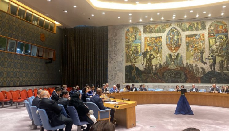 Presentación del informe trimestral de la Secretaría General de las Naciones Unidas al Consejo de Seguridad de la misma entidad internacional. / Foto: redes