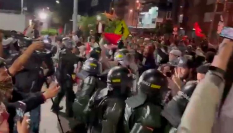 Manifestantes en Bogotá