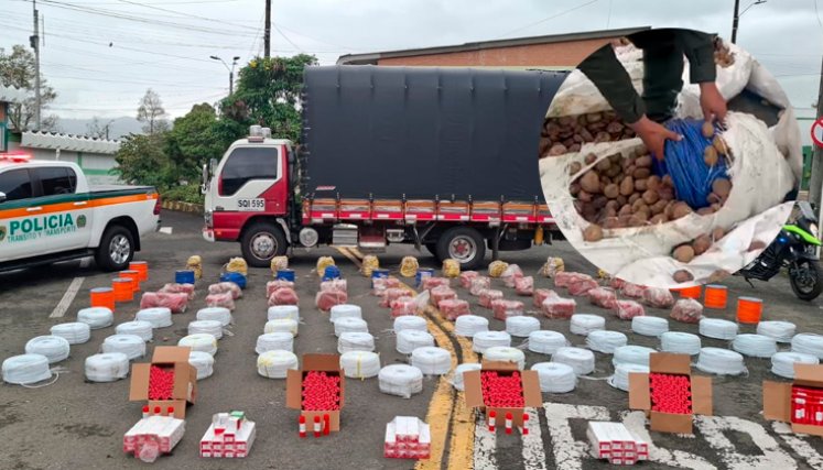 Autoridades encontraron explosivos en bultos de papa. Foto cortesía
