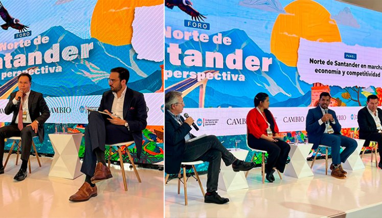 El gobernador William Villamizar abrió la jornada ante el director de la revista Cambio, Federico Gómez Lara, medio que organizó el foro./ Foto Cortesía