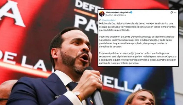 De la Espriella felicita a Paloma por unirse a la coalición de centroderecha, pero dice que intentó “unión con el CD” y “no se logró”