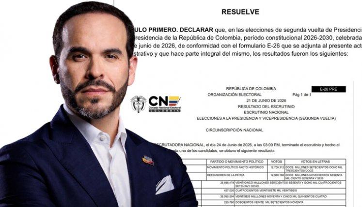 CNE declara presidente electo a Abelardo de la Espriella y ratifica ventaja de 251.854 votos sobre Iván Cepeda