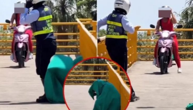 ¡Ni en las películas! Agente de tránsito se escondió bajo una sábana para detectar infractores