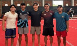 Jorman Álvarez, Ángel Barajas, Yan Dairon Zabala, Jossimar Calvo (director técnico) y Camilo Vera, las cartas de la gimnasia colombiana en los Juegos Centroamericanos y del Caribe.