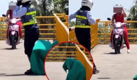 ¡Ni en las películas! Agente de tránsito se escondió bajo una sábana para detectar infractores