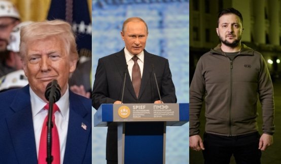 Trump, Putin y Zelenski. Fotos: Colprensa.
