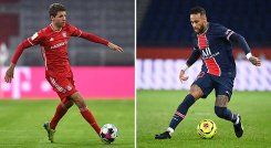 Thomas Muller jugador del Bayern Múnich y Neymar Jr, atacante del Paris SG