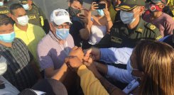 Los campesinos y demás habitantes de la zona habían bloqueado la vía que conecta a Cúcuta con el Catatumbo, en el marco del Paro Nacional, pidiendo al Gobierno Nacional, pidiendo que atiendan las necesidades que tienen, especialmente la rehabilitación de la carretera. / Foto: Alcaldía de Cúcuta