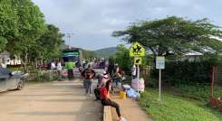 Productores de arroz mantienen bloqueada la vía entre Cúcuta y Puerto Santander. / Foto: Cortesía