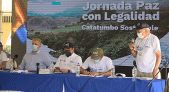 Aspecto de la jornada ‘Paz con Legalidad Catatumbo Sostenible’, en Sardinata, con la presencia del presidente de la República, Iván Duque, el gobernador Silvano Serrano, el alcalde de Cúcuta Jairo Yáñez y altos funcionarios del Gobier no Nacional. / Cortesía