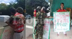 Soldado recibió una gran sorpresa de su padre.