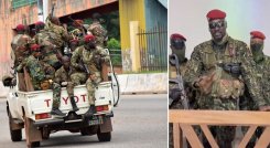 Una captura de pantalla tomada de imágenes muestra al coronel guineano Doumbouya pronunciando un discurso tras la captura del presidente de Guinea Conakry y la disolución del gobierno durante un golpe de Estado. / Foto: AFP