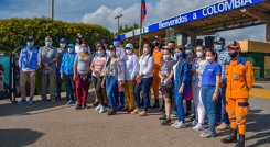 El recorrido, liderado por la Gerencia de Fronteras de la Presidencia, busca mostrar y sensibilizar con una caminata los recorridos que hacen los migrantes venezolanos en las principales vías del territorio nacional. / Foto: Marina Ramírez