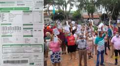 Con recibos en mano, alrededor de un centenar de usuarios de Proviservicios, cuya sede queda en Bucaramanga, alzó su voz en el parque principal contra los cobros que está haciendo la empresa