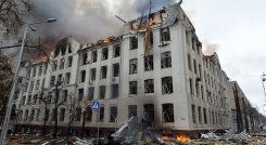 Bombardeo ruso en Kiev cae cerca del simbólico sitio de una matanza nazi