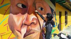 Más de 200 murales de artistas nacionales e internacionales se pintan en Chinácota./Fotos Oscar Olarte/La Opinión