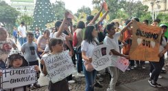 Protesta de estudiantes en el parque Santander de Cúcuta./Foto: La Opinión