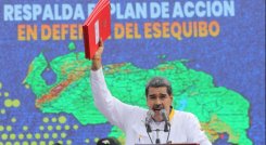 Venezuela-Discurso de Nicolás Maduro sobre la disputa con Guyana, por el territorio del Esequibo, el 8 de diciembre, en el Palacio Presidencial de Miraflores, en Caracas.