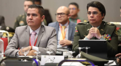 Diego Villamizar, secretario de Seguridad de Cúcuta, y Sandra Mora, comandante de la MECU, acudieron a la Cumbre de Asocapitales, en representanción de la administración municipal. 
