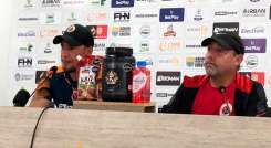 Braynner García y Carlos Eduardo Hernández, cuerpo técnico del Cúcuta Deportivo. 