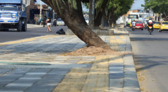 Mala ubicación en guías podotáctiles en la Avenida Las Américas