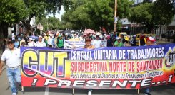 Los manifestantes no solo mostraron su apoyo a las reformas, sino que también expresaron su rechazo a lo que consideran ataques de la oposición y del Consejo Nacional Electoral.  /Fotos: Carlos Ramírez / La Opinión 