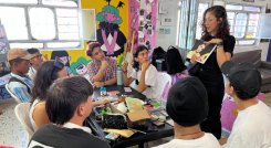 Pies: Diferentes artistas de Cúcuta acudieron a barrios como Los Olivos, Motilones y Niña Ceci para incentivar el arte en los más pequeños. / Foto: Cortesía.