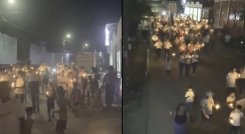 En la vereda Versalles, la comunidad pidió con velas y pancartas, ser alejada del conflicto armado. 