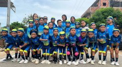 Los niños del corregimiento La Gabarra mostraron sus habilidades sobre ruedas.