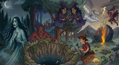 Leyendas-Herrán. Imagen generada con el apoyo de Gemini. 