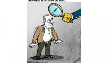 Caricatura, Timochenko bajo la lupa del tigre.