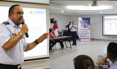 El coronel Carlos Otálora, director comercial de Satena, se reunió con empresarios y gremios del turismo, en Cúcuta. / Foto: cortesía Cámara de Comercio para La Opinión
