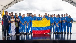 La selección mayor de Colombia fue despedida ayer en Bogotá  por presidente Gustavo Petro.