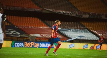Agustín Vuletich celebra su gol ante Junior en la Copa Colombia./ Foto: Prensa Independiente Medellín