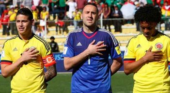 James Rodríguez, David Ospina y Juan Guillermo Cuadrado.