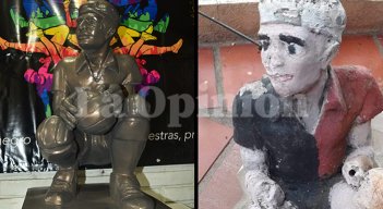 Estatua restaurada del guardameta Daniel Antolinez, nacido en febrero de 1911 en el barrio El Callejón, en Cúcuta./ Pablo Castillo/La Opinión