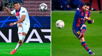 Kylian Mbappé, figura del PSG y Lionel Messi, estrella del Barcelona. 